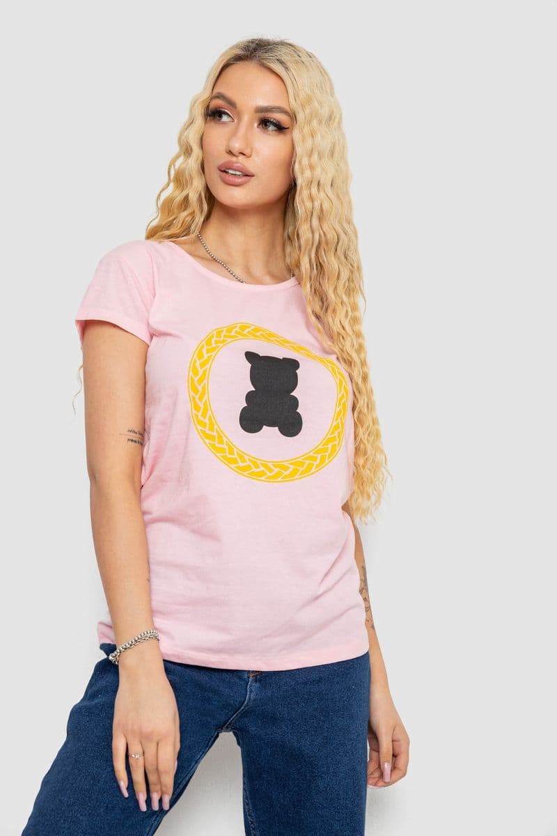 Футболка жіноча з принтом, колір рожевий, 244R2216 - зображення 1