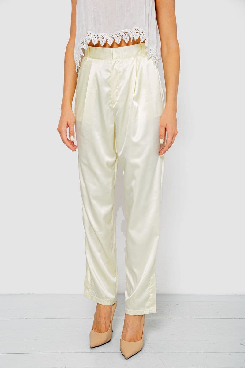 Штани жіночі літні ошатні, колір світло-жовтий, 244R351 - зображення 1