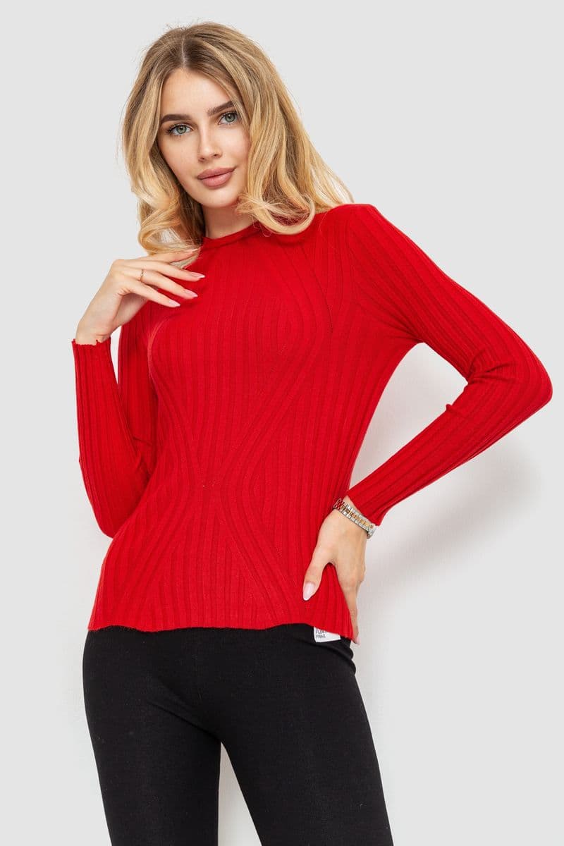 Гольф жіночий однотонний, колір червоний, 204R038 - зображення 1