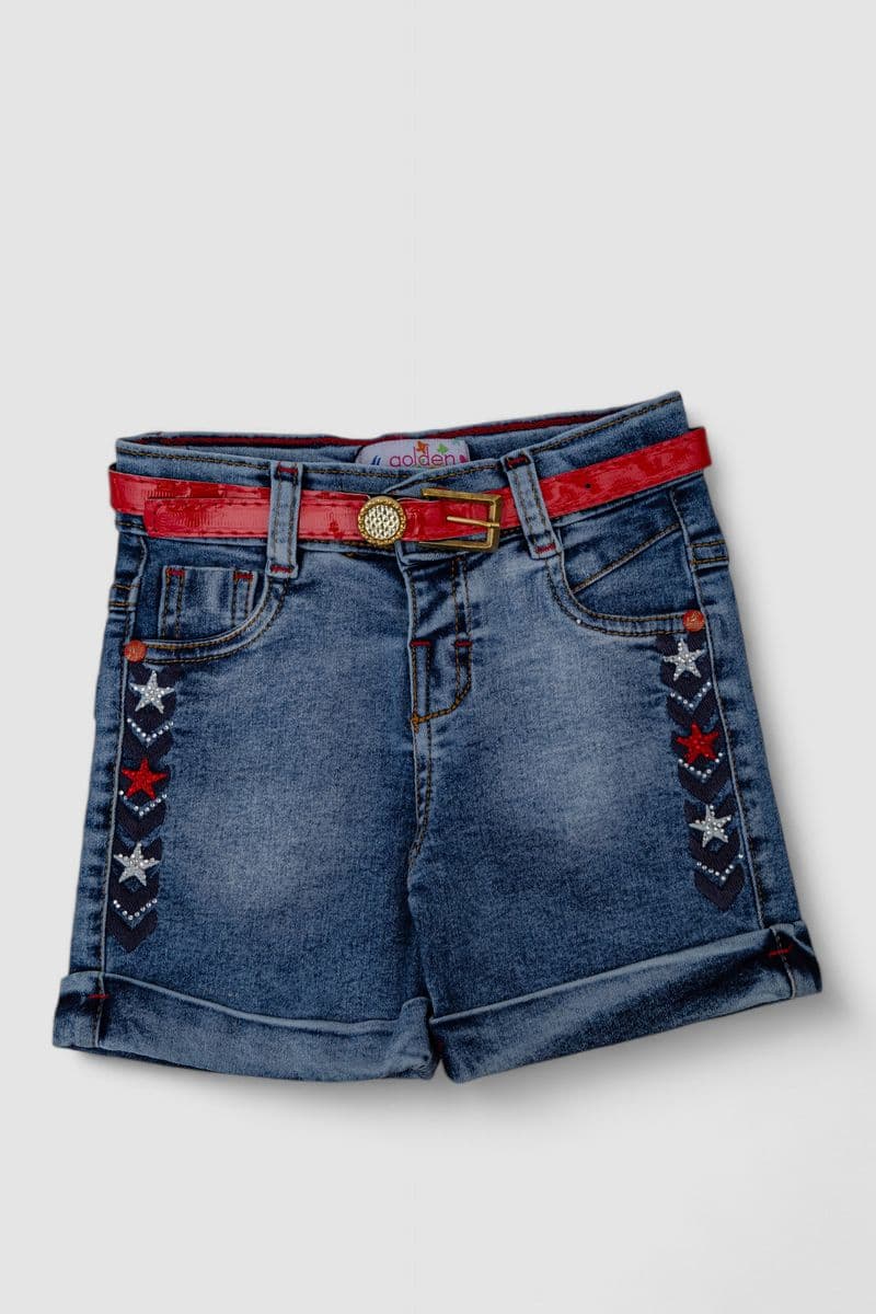 Шорти джинсові для дівчинки, колір синій, 247R1208 - зображення 1