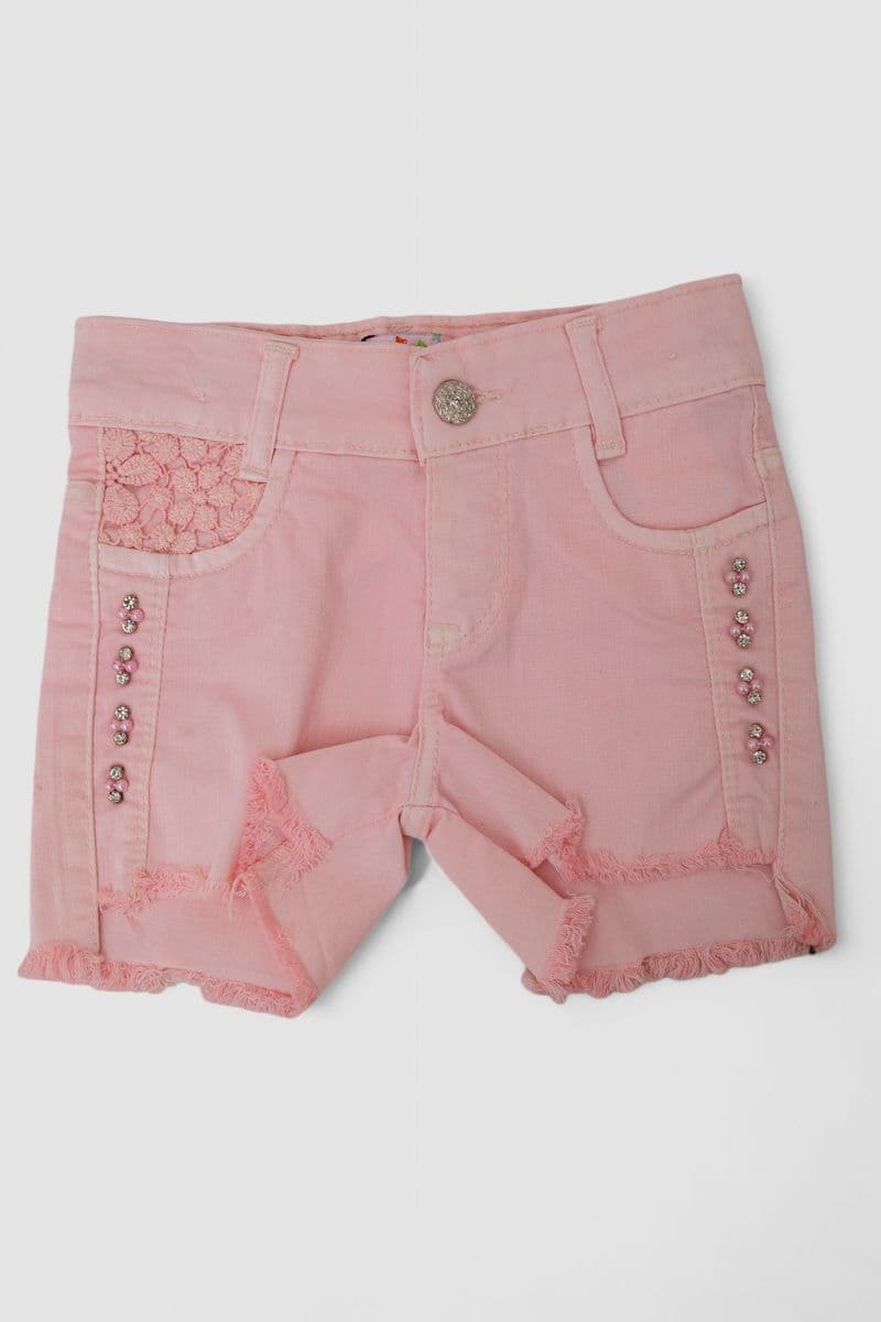 Шорти джинсові для дівчинки, колір рожевий, 247R10036 - зображення 1