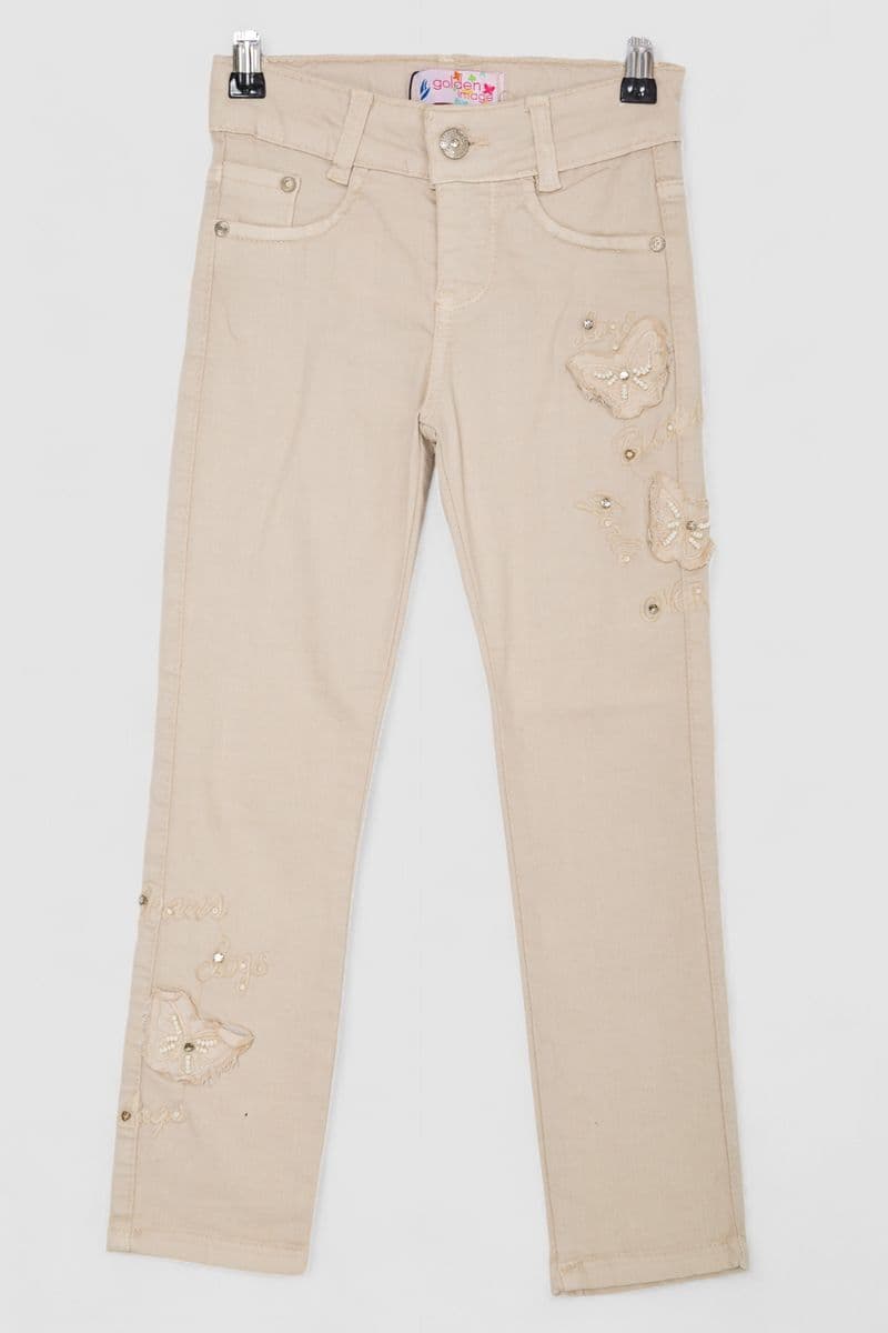 Джинси для дівчаток, колір бежевий, 247R10017 - зображення 1
