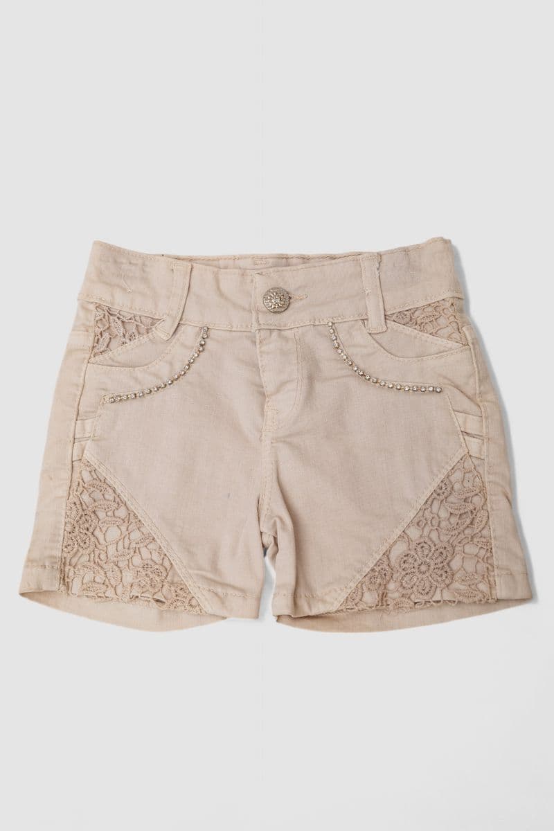 Шорти джинсові для дівчинки, колір темно-бежевий, 247R10033 - зображення 1