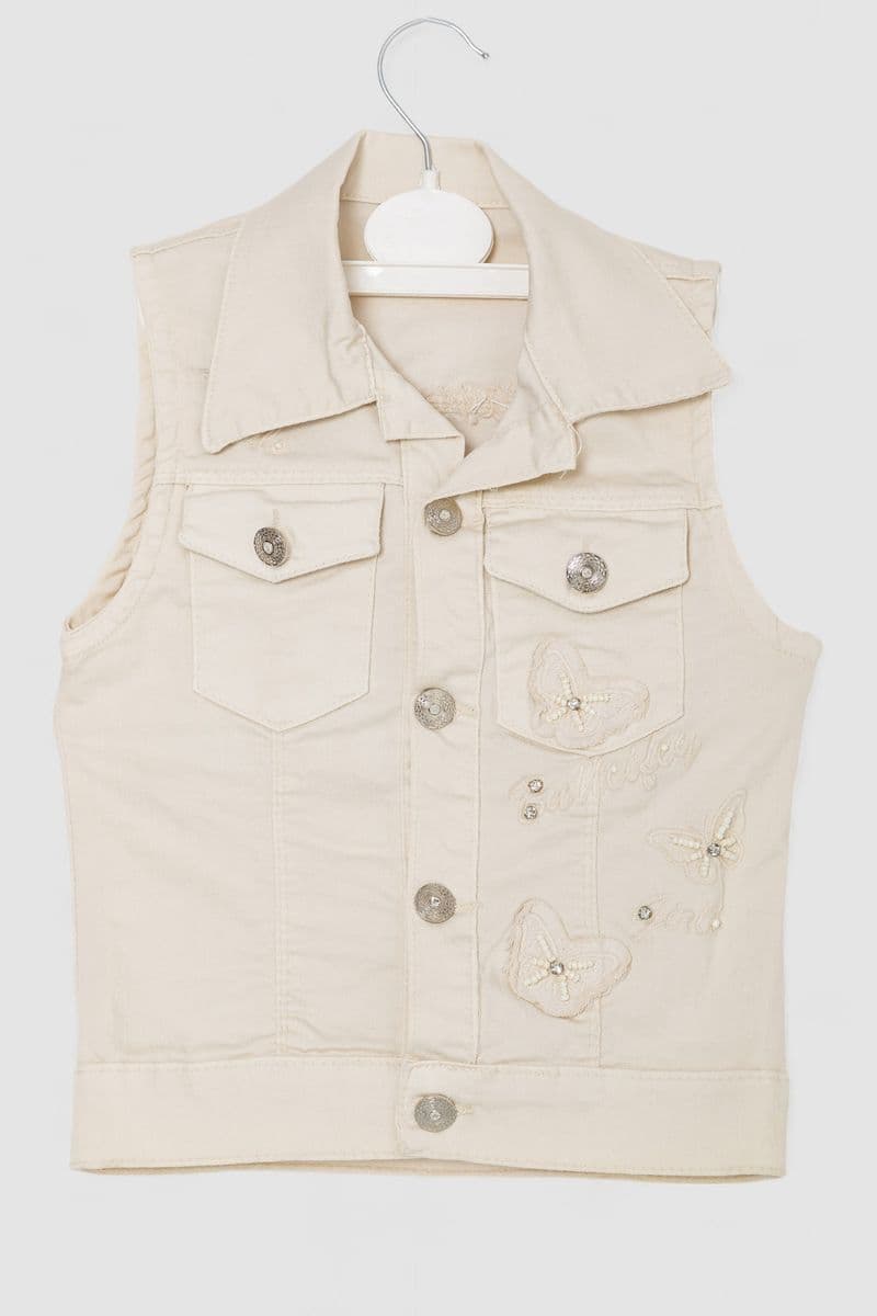 Жилетка дитяча для дівчаток, колір бежевий, 247R10028 - зображення 1