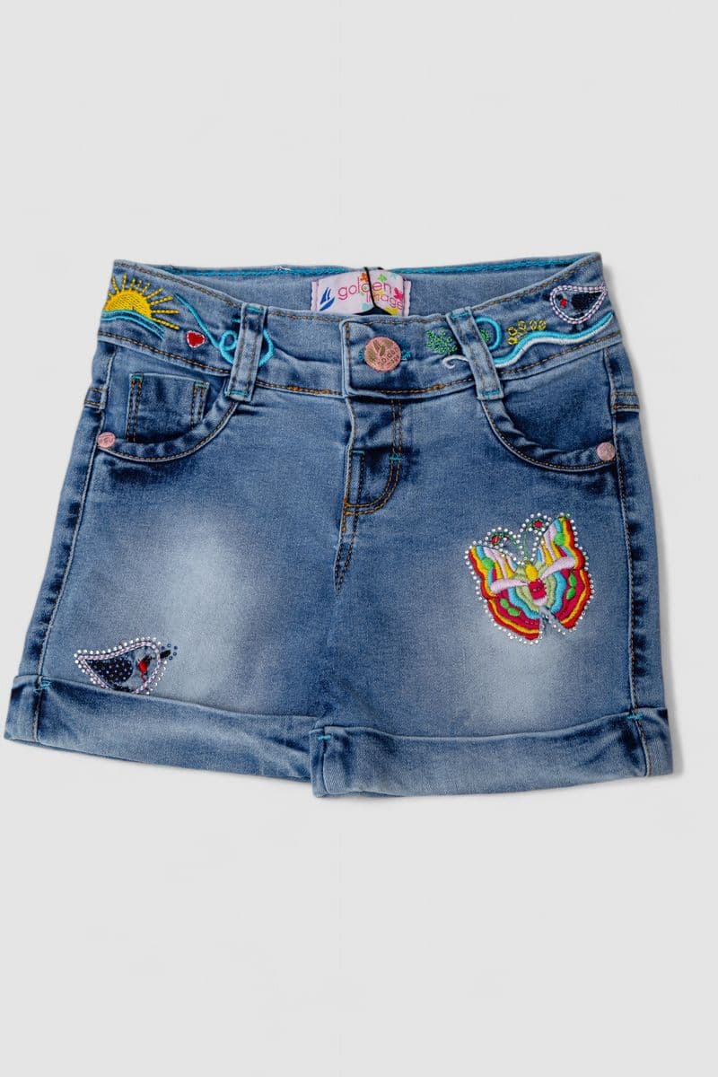 Шорти джинсові для дівчинки, колір синій, 247R1211 - зображення 1