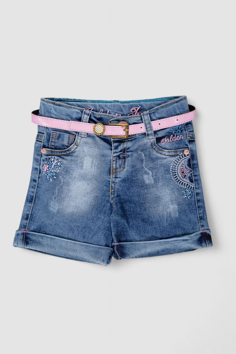 Шорти джинсові для дівчинки, колір синій, 247R1205 - зображення 1