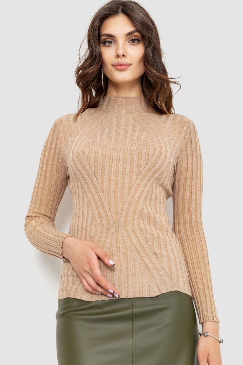 Гольф жіночий однотонний, колір бежевий, 204R038 - зображення 1