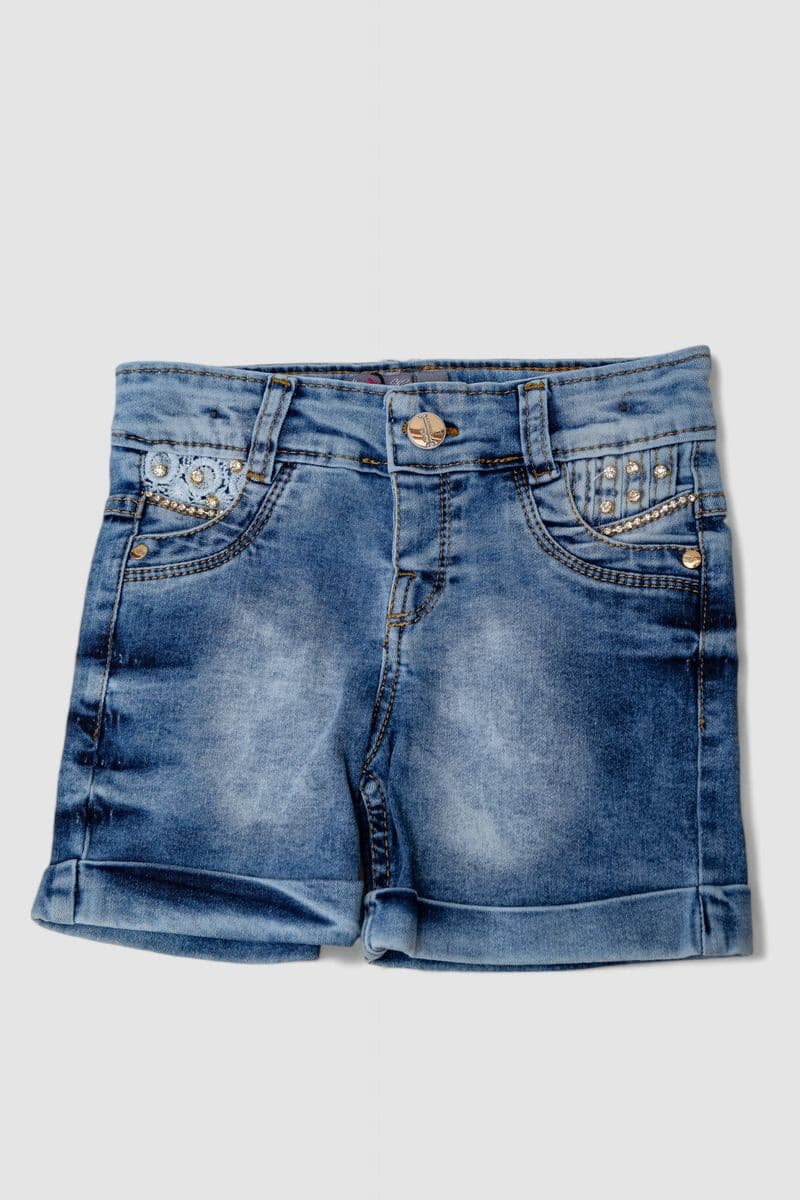 Шорти джинсові для дівчинки 247R1005, колір Синій - зображення 1