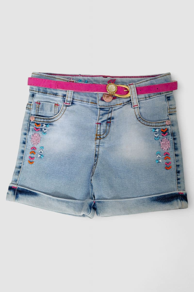 Шорти джинсові для дівчинки, колір синій, 247R1207 - зображення 1
