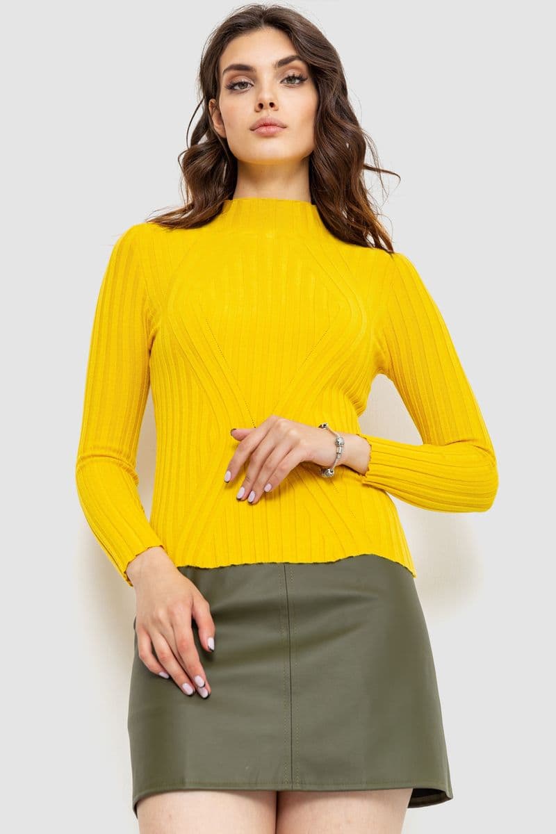 Гольф жіночий однотонний, колір гірчичний, 204R038 - зображення 1