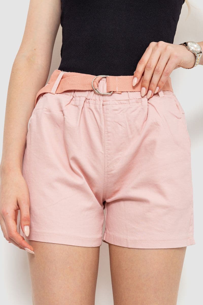 Шорти жіночі з ременем, колір пудровий, 214R639 - зображення 1