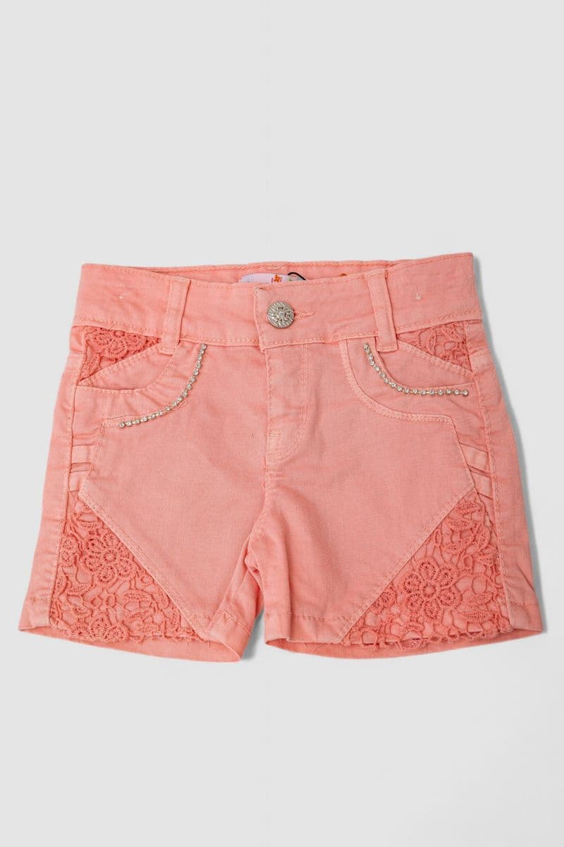 Шорти джинсові для дівчинки, колір кораловий, 247R10033 - зображення 1