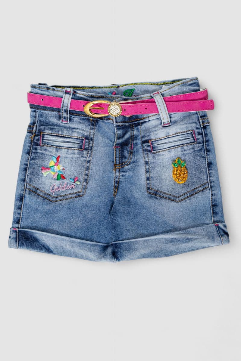 Шорти джинсові для дівчинки, колір синій, 247R1210 - зображення 1