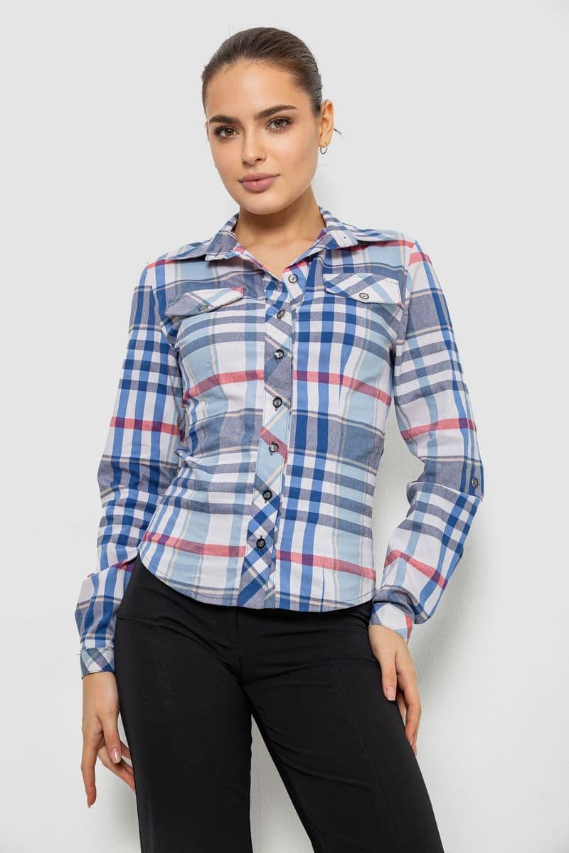 Сорочка жіноча в смужку, колір джинс, 230R064-2 - зображення 1