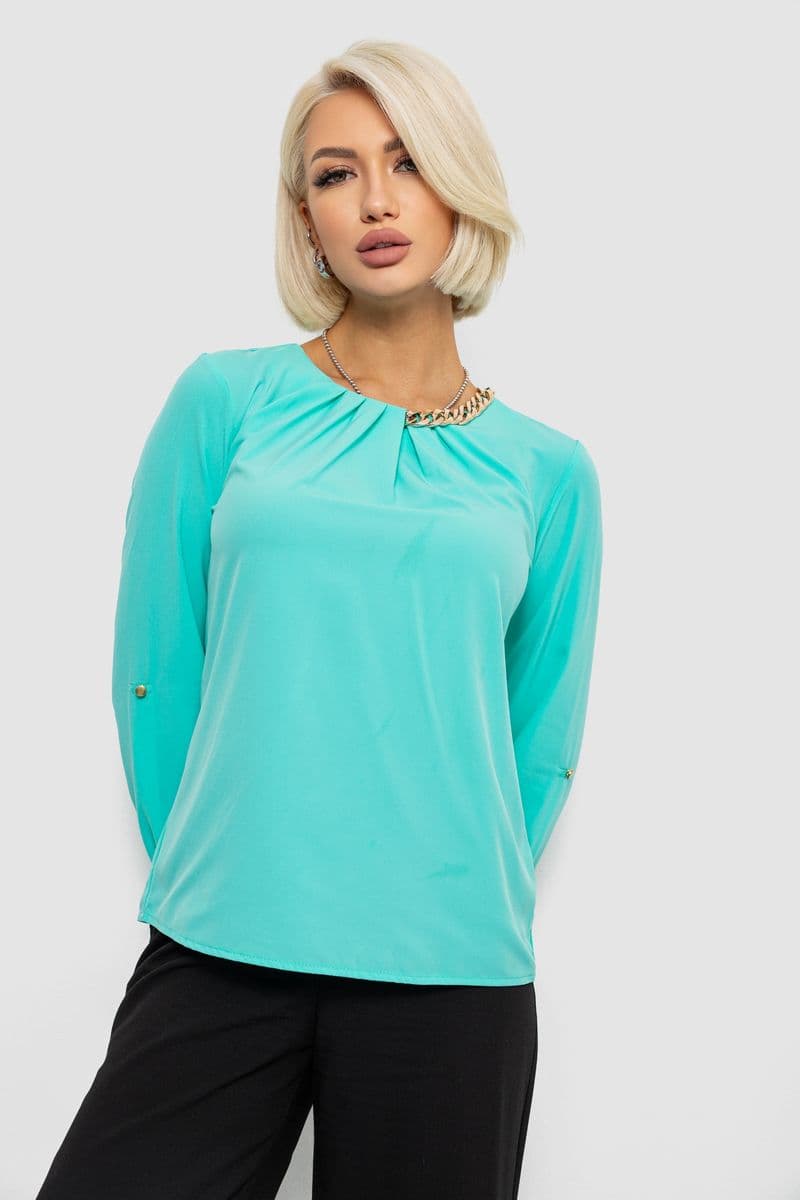 Блуза однотонна, колір м'ятний, 230R306 - зображення 1