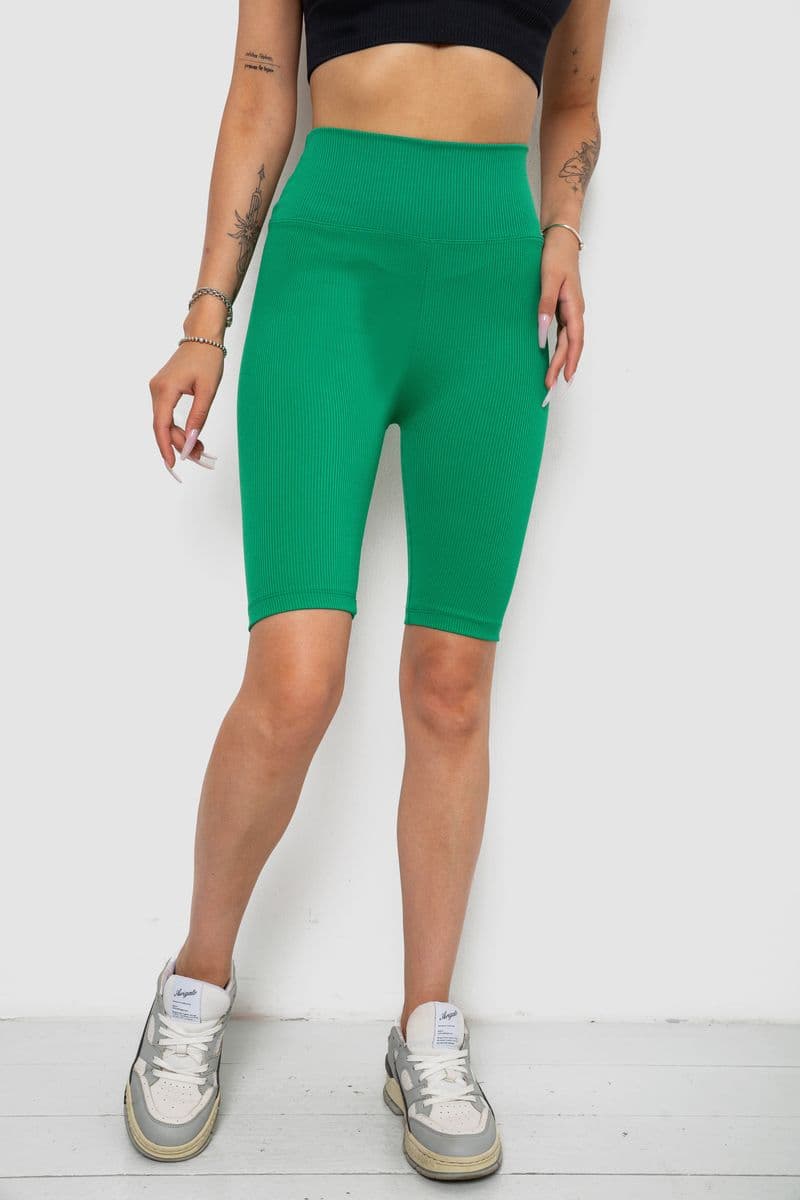 Велотреки жіночі в рубчик, колір зелений, 238R355 - зображення 1