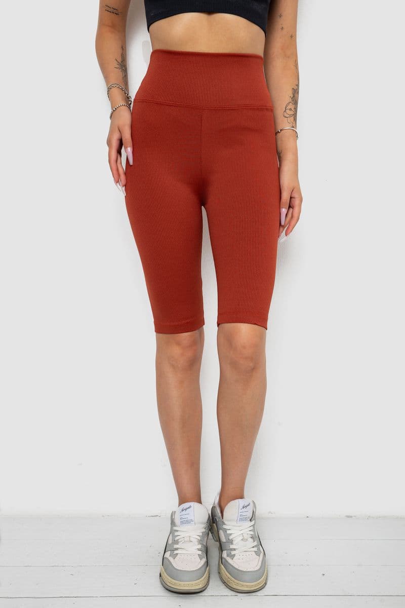 Велотреки жіночі в рубчик, колір теракотовий, 238R355 - зображення 1