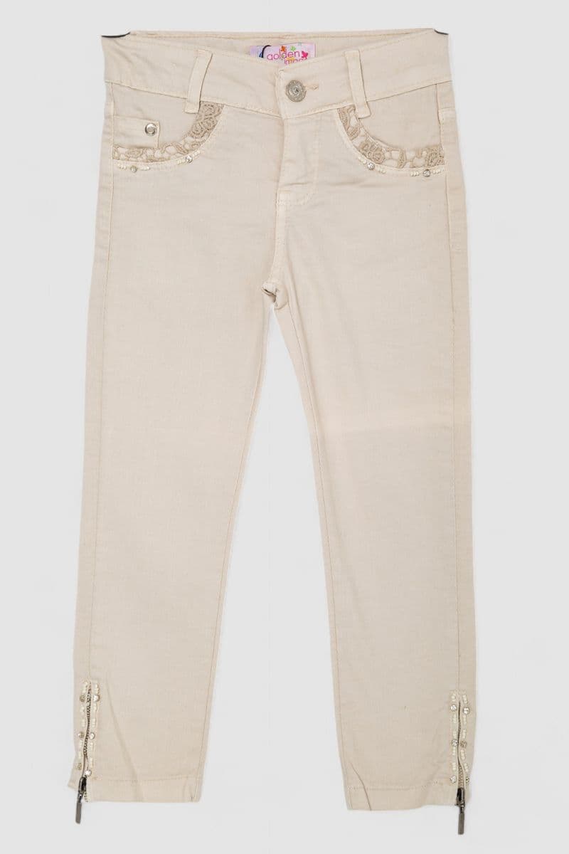 Джинси для дівчаток, колір бежевий, 247R10020 - зображення 1
