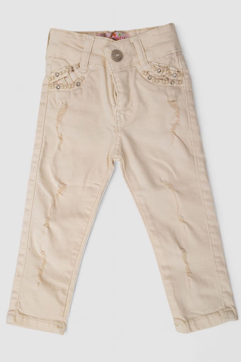 Джинси для дівчинки, колір світло-бежевий, 247R10041 - зображення 1