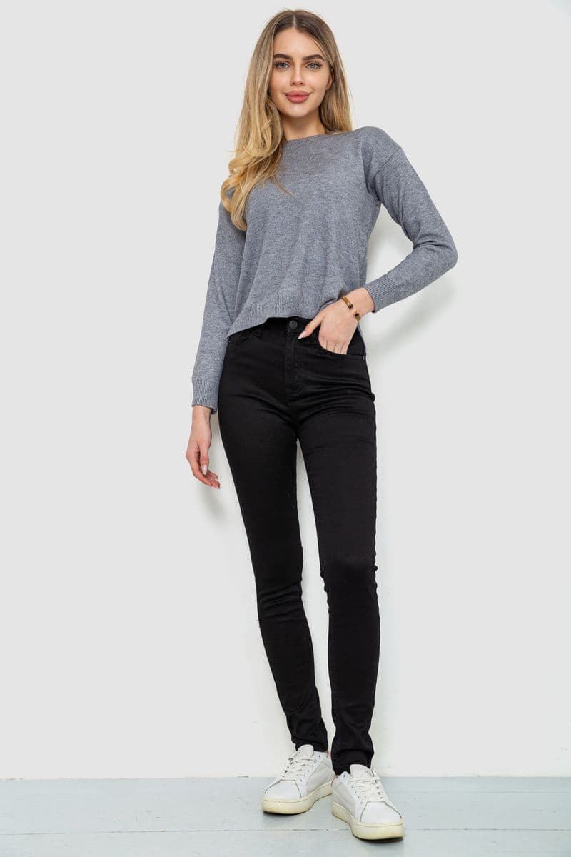 Джинси жіночі однотонні, колір чорний, 244RM018 - зображення 1