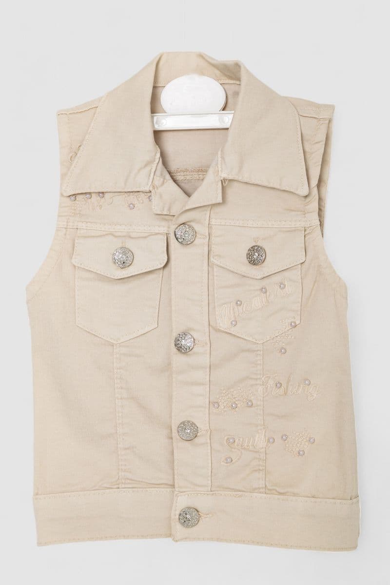 Жилетка дитяча для дівчаток, колір темно-бежевий, 247R10029 - зображення 1