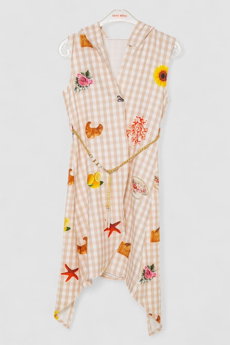 Кардиган в комплекті з лонгслів для дівчаток, колір бежевий, 247R1001 - зображення 1