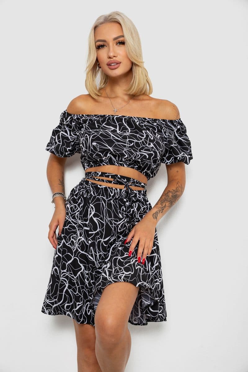 Костюм жіночий з принтом, колір чорний, 230R1005 - зображення 1