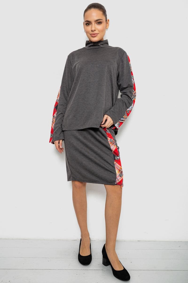 Костюм жіночий, колір сіро-червоний, 257R322-3 - зображення 1