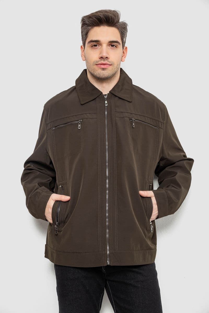 Куртка чоловіча демісезонна однотонна, колір темно-зелений, 244R033B - зображення 1