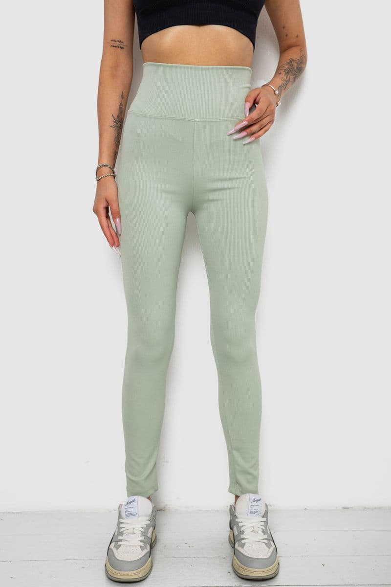 Лосини однотонні в рубчик, колір оливковий, 238R606 - зображення 1