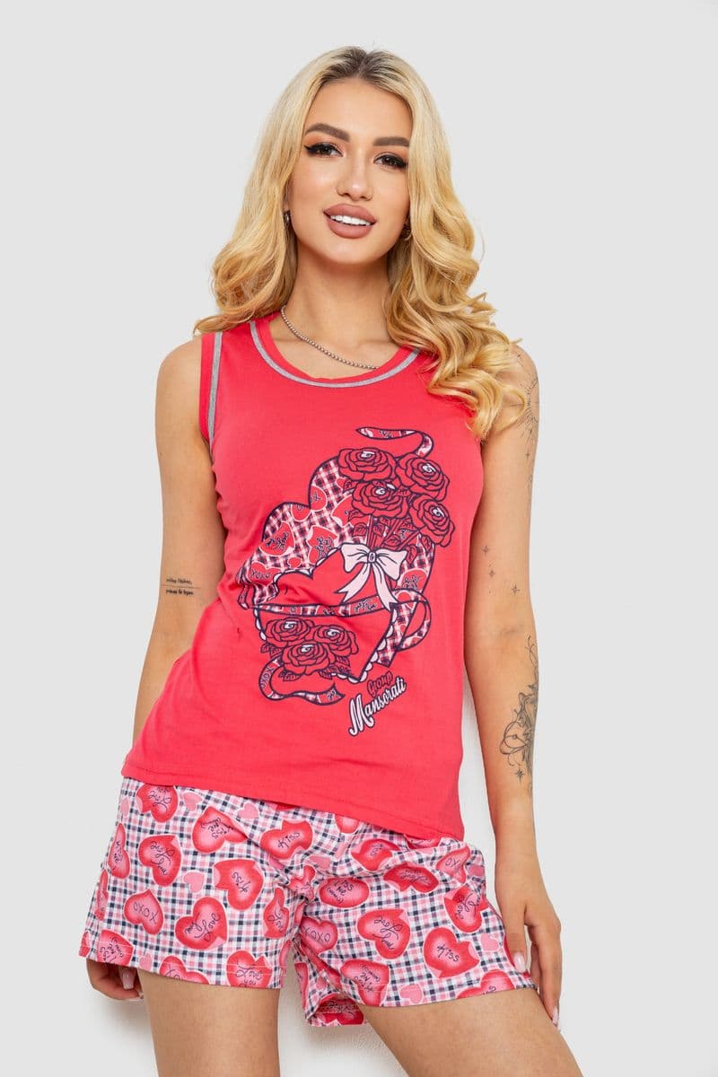 Піжама жіноча, колір червоний, 243R03674 - зображення 1