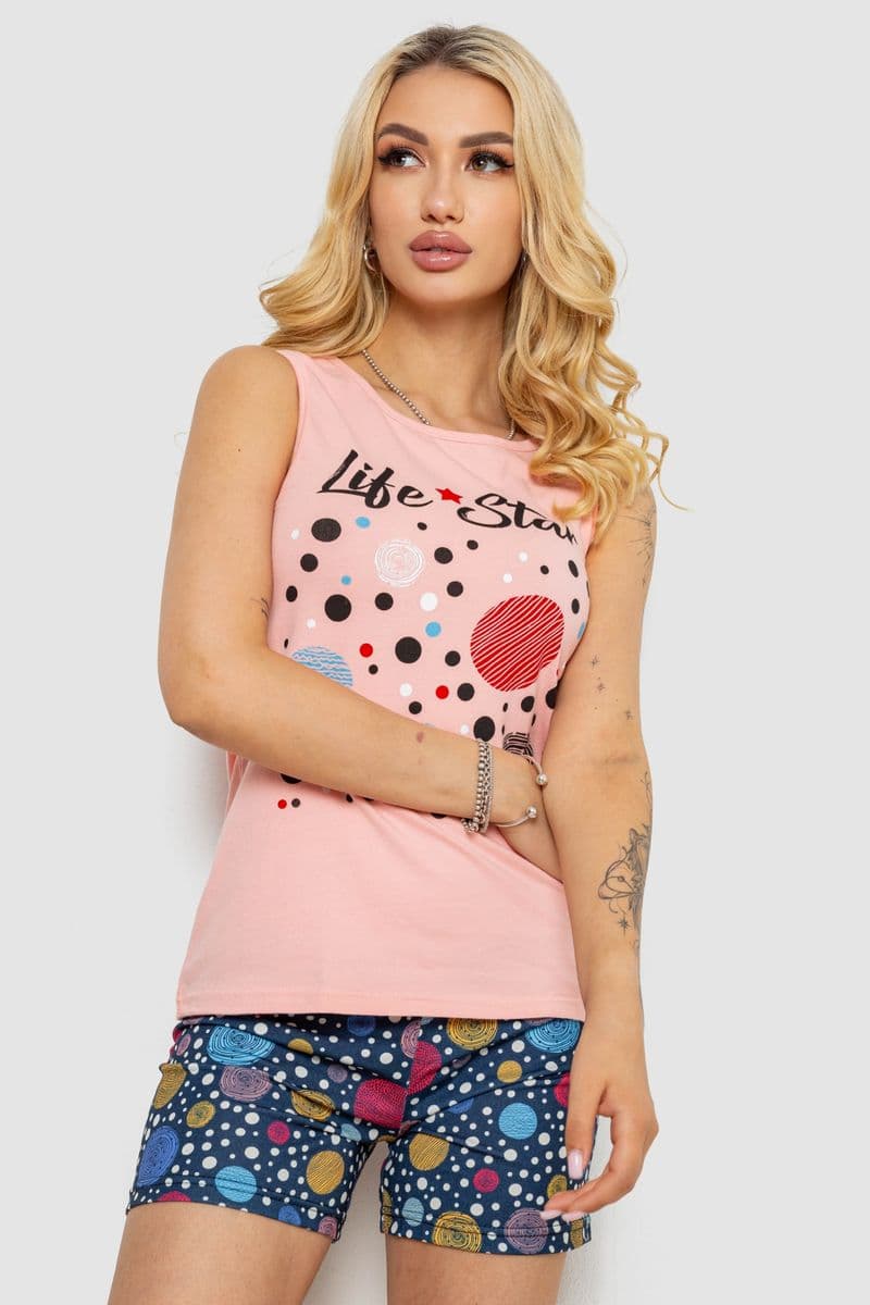 Піжама жіноча з принтом, колір персиковий, 243R24494 - зображення 1