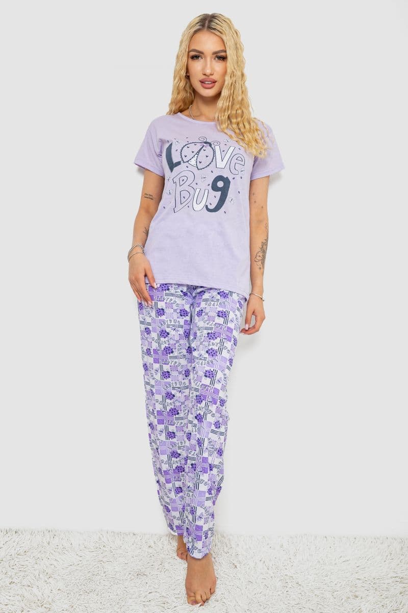 Піжама жіноча з принтом, колір бузковий, 243R2535 - зображення 1