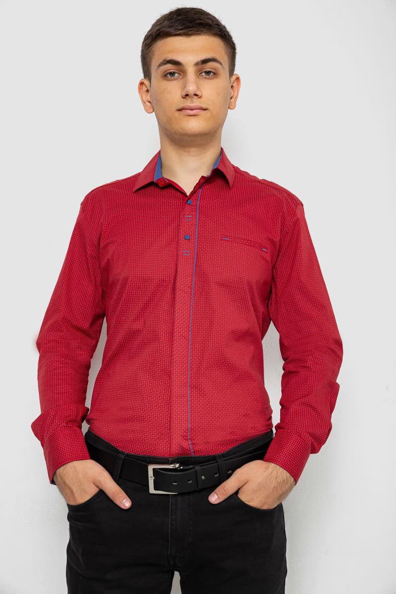 Сорочка чоловіча з принтом, колір бордовий, 214R7031 - зображення 1