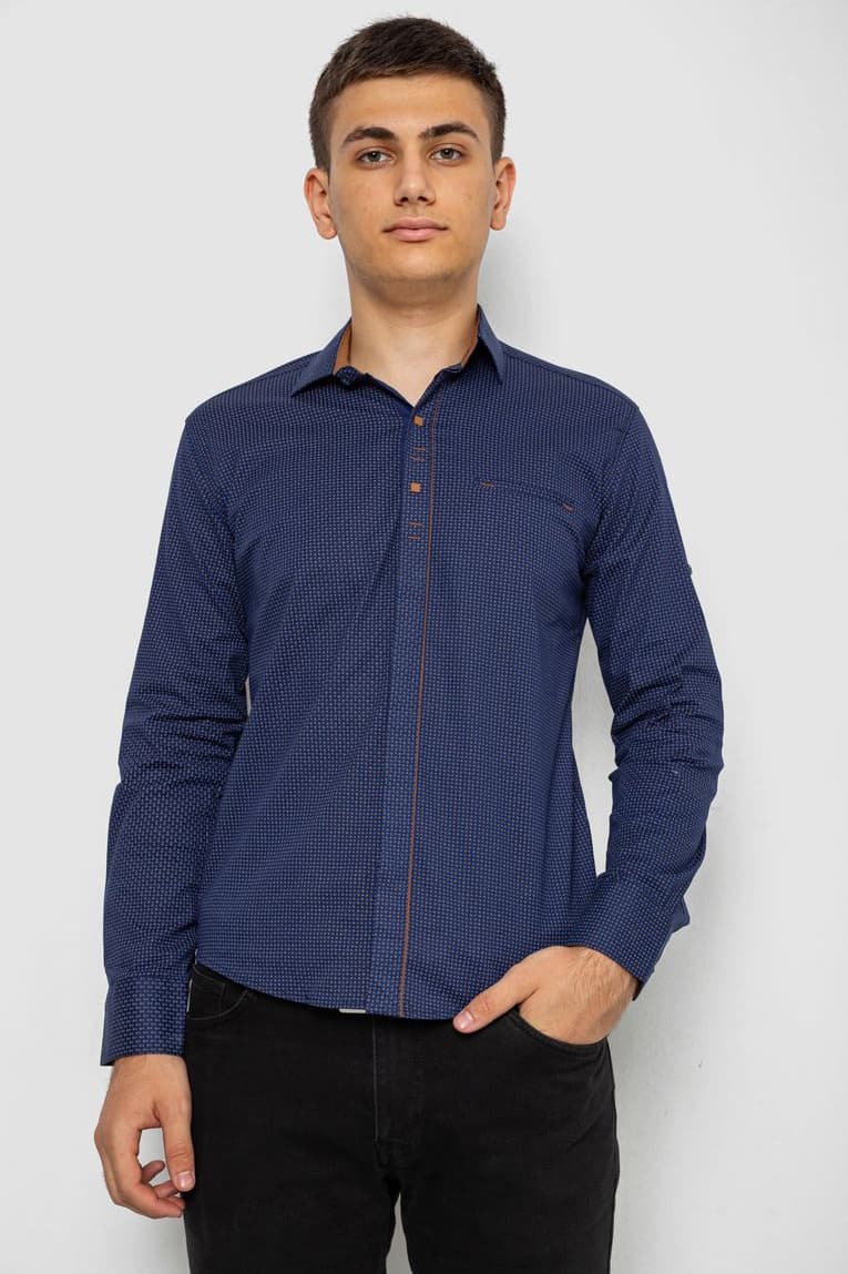 Сорочка чоловіча з принтом, колір синій, 214R7031 - зображення 1