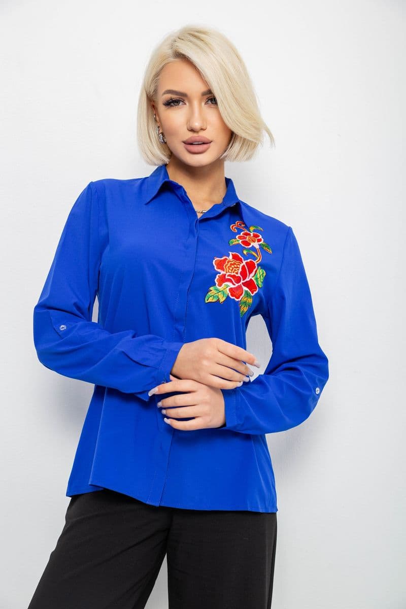 Сорочка жіноча класична з аплікацією, колір електрик, 230R014 - зображення 1