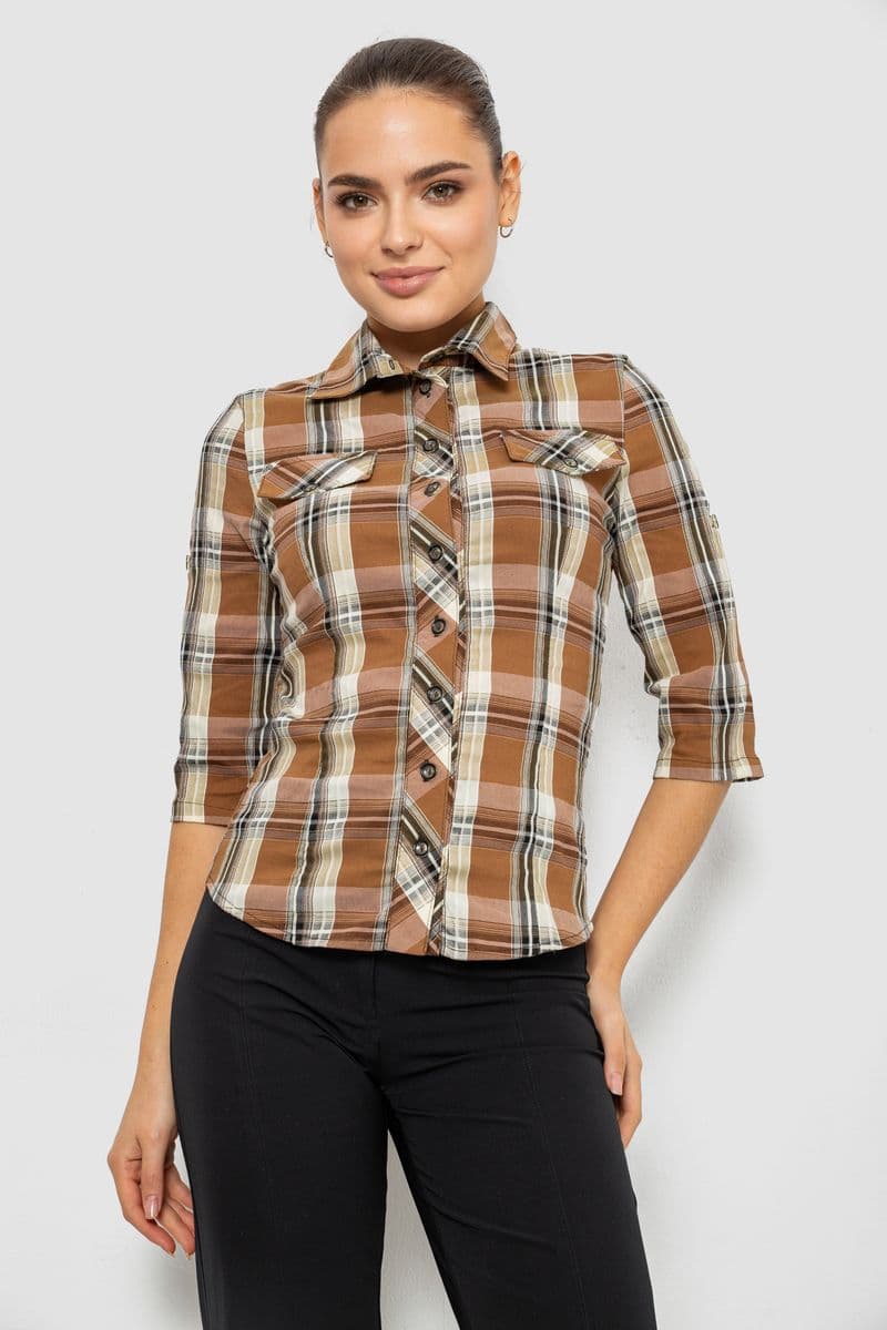 Сорочка жіноча, колір коричневий, 230R063-25 - зображення 1