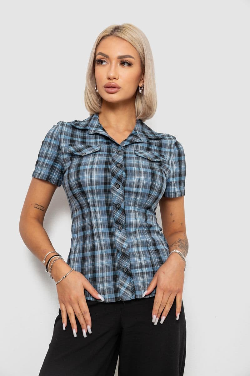 Сорочка жіноча в клітинку, колір синій, 230R065 - зображення 1