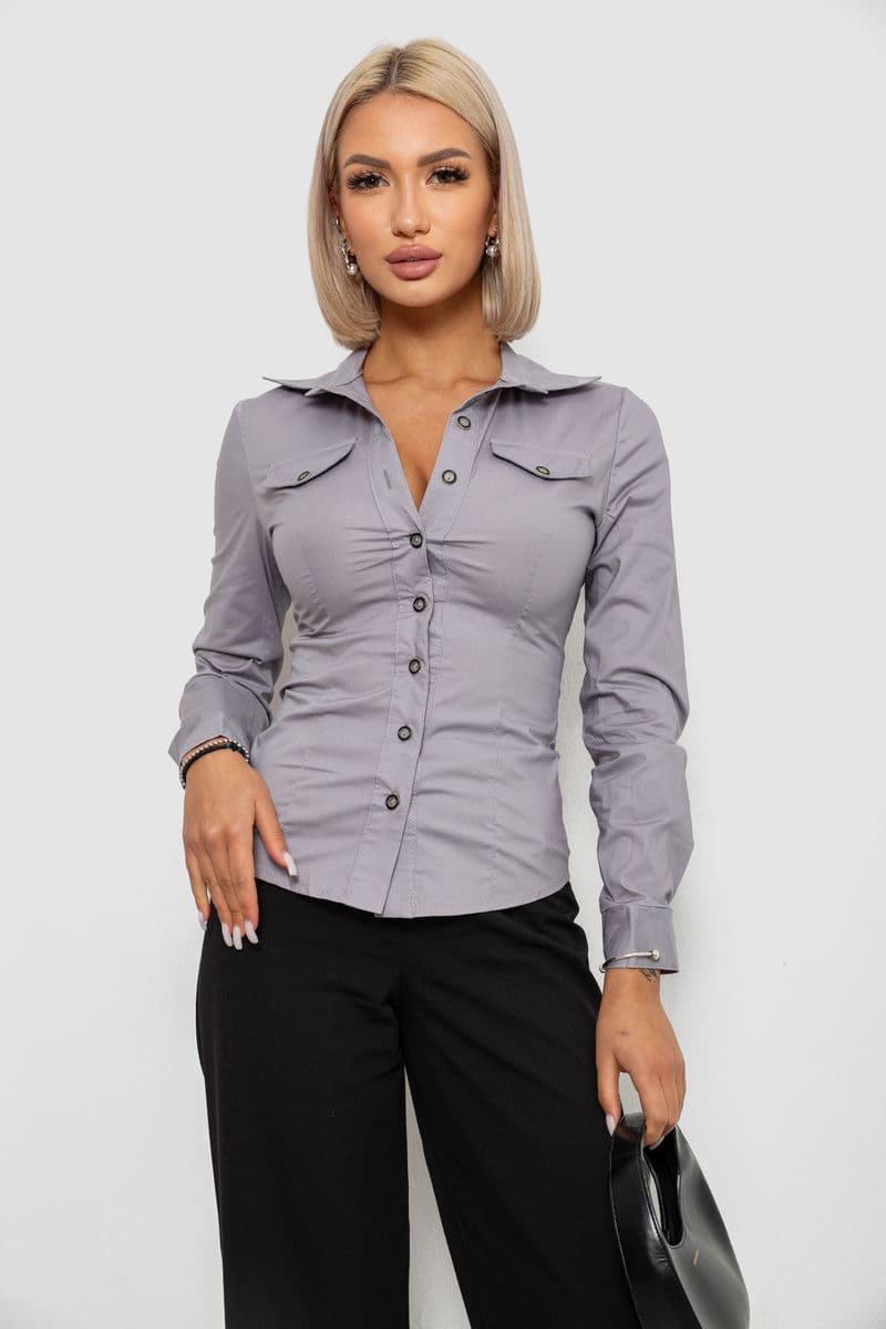 Сорочка жіноча однотонна, колір сірий, 230R068 - зображення 1