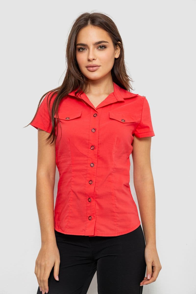 Сорочка жіноча однотонна, колір кораловий, 230R068-1 - зображення 1