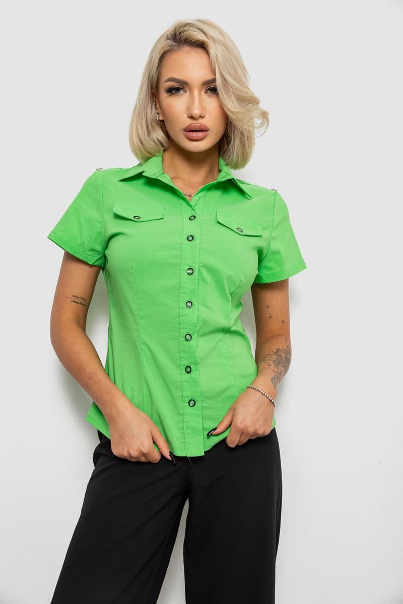 Сорочка жіноча однотонна, колір салатовий, 230R068-1 - зображення 1
