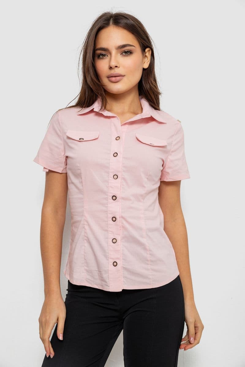 Сорочка жіноча однотонна, колір світло-рожевий, 230R068-1 - зображення 1