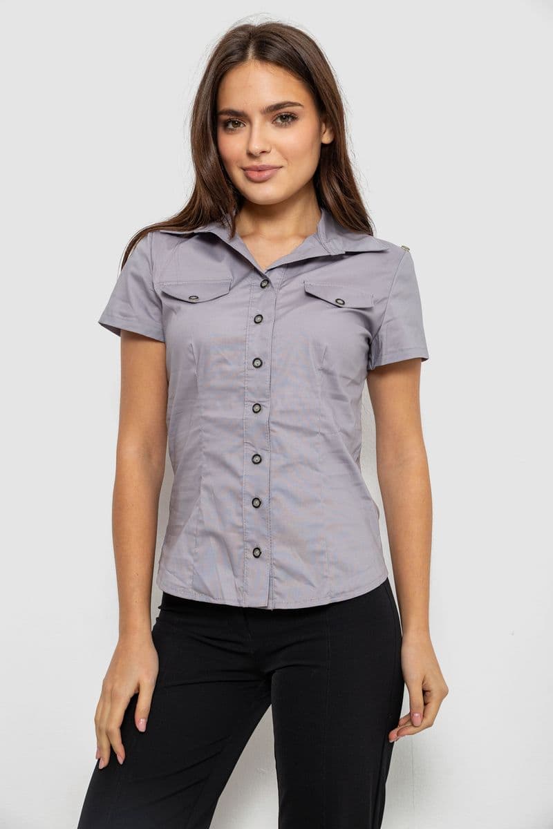 Сорочка жіноча однотонна, колір сірий, 230R068-1 - зображення 1
