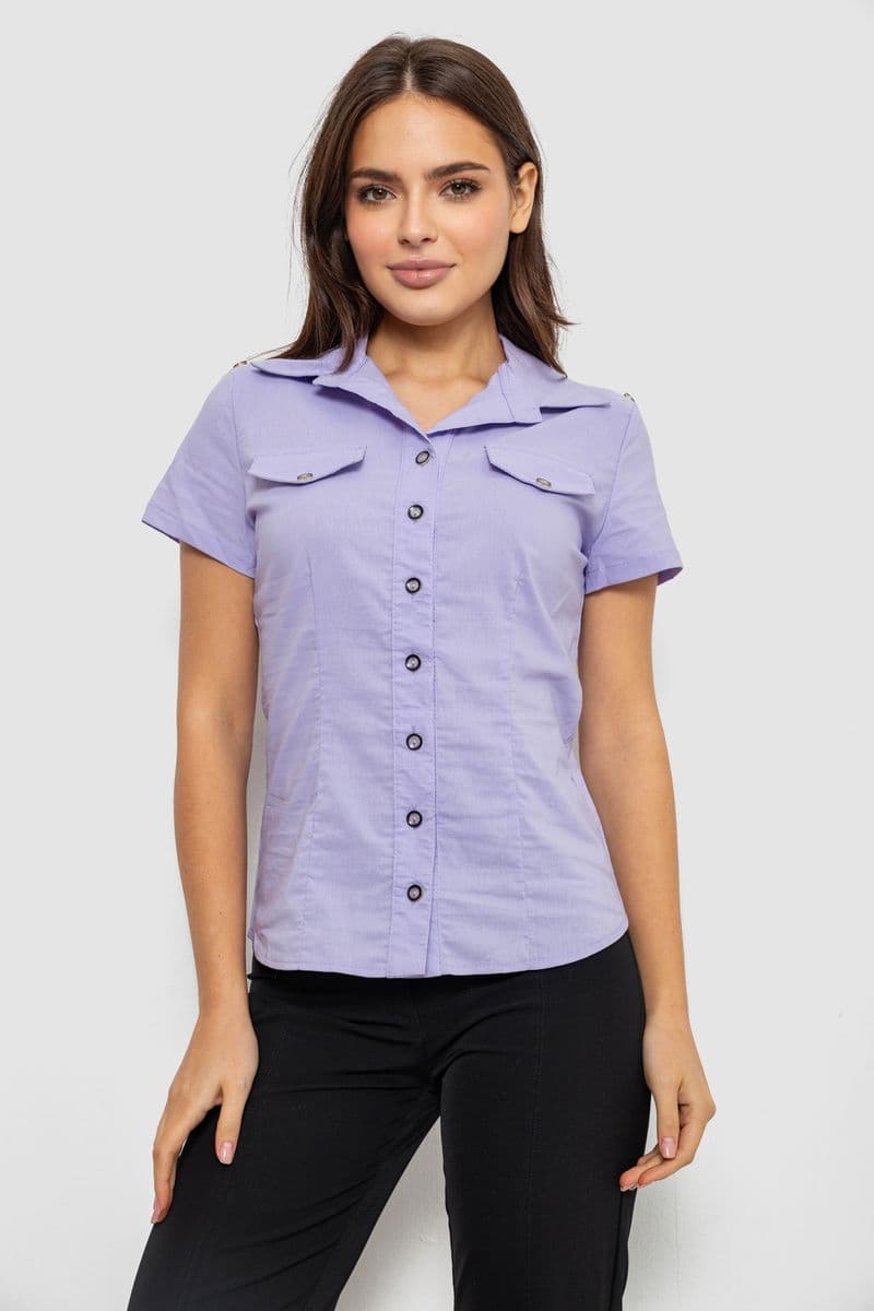 Сорочка жіноча однотонна, колір бузковий, 230R068-1 - зображення 1