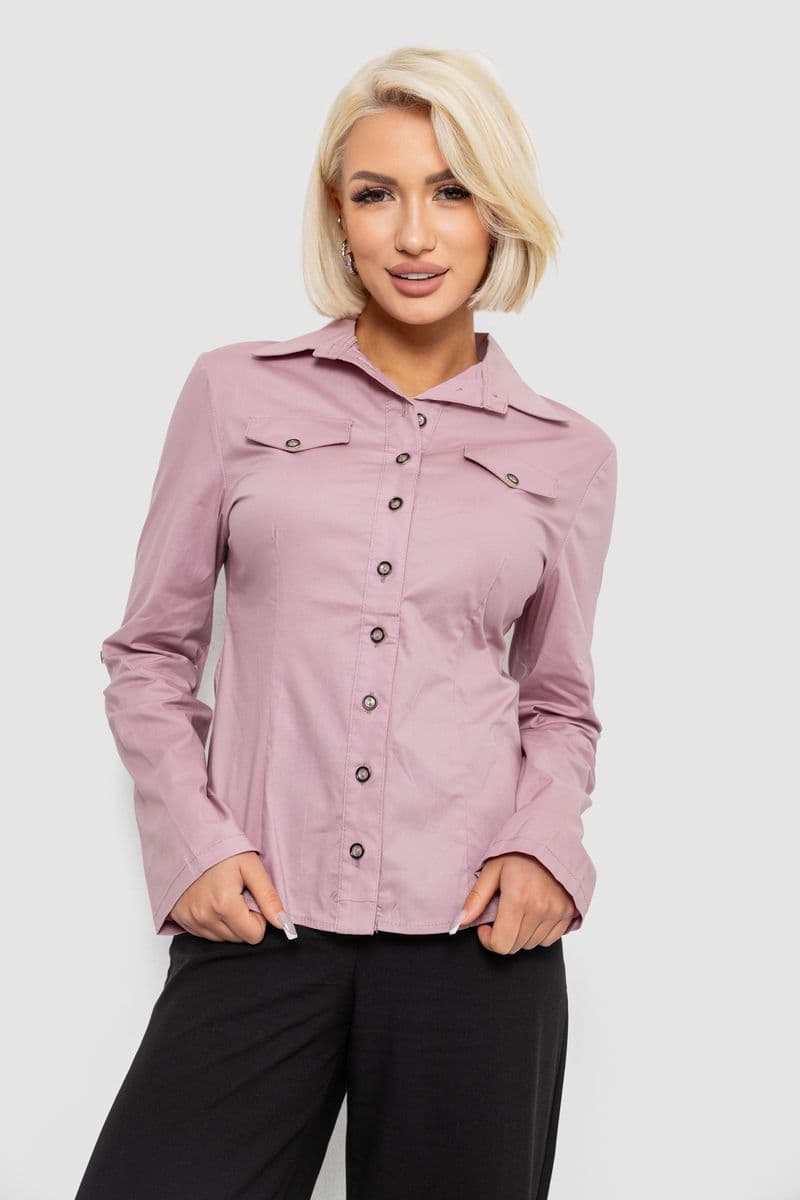 Сорочка жіноча однотонна, колір пудровий, 230R068-10 - зображення 1