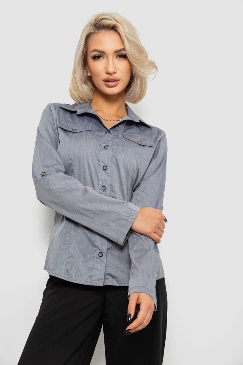 Сорочка жіноча однотонна, колір сірий, 230R068-10 - зображення 1