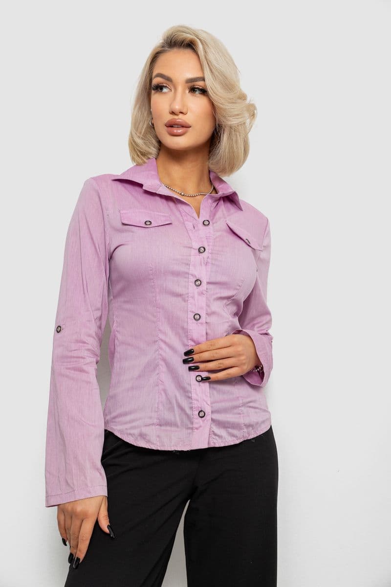 Сорочка жіноча однотонна, колір бузковий, 230R068-10 - зображення 1