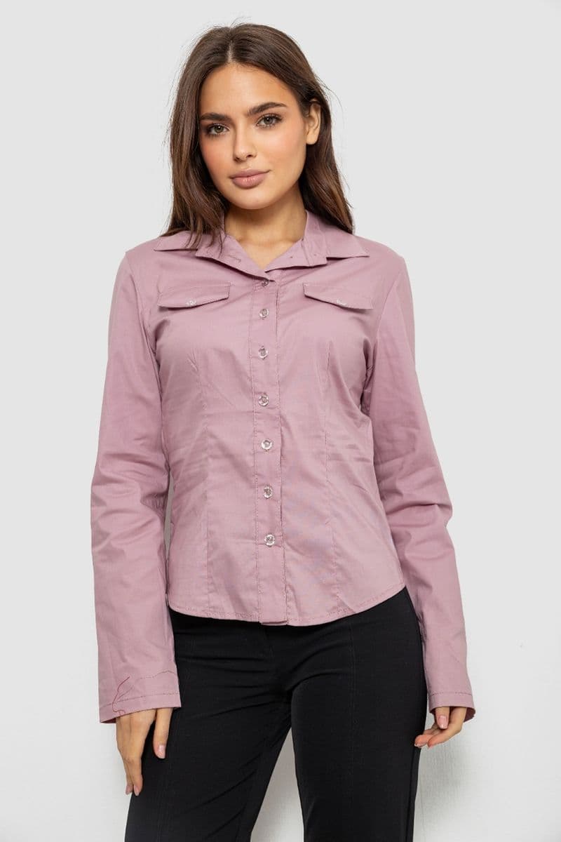 Сорочка жіноча однотонна, колір бузковий, 230R068-2 - зображення 1