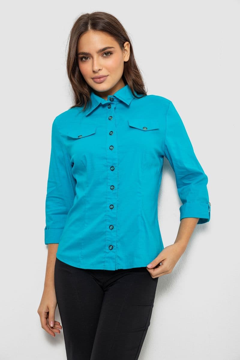 Сорочка жіноча однотонна, колір блакитний, 230R068-3 - зображення 1