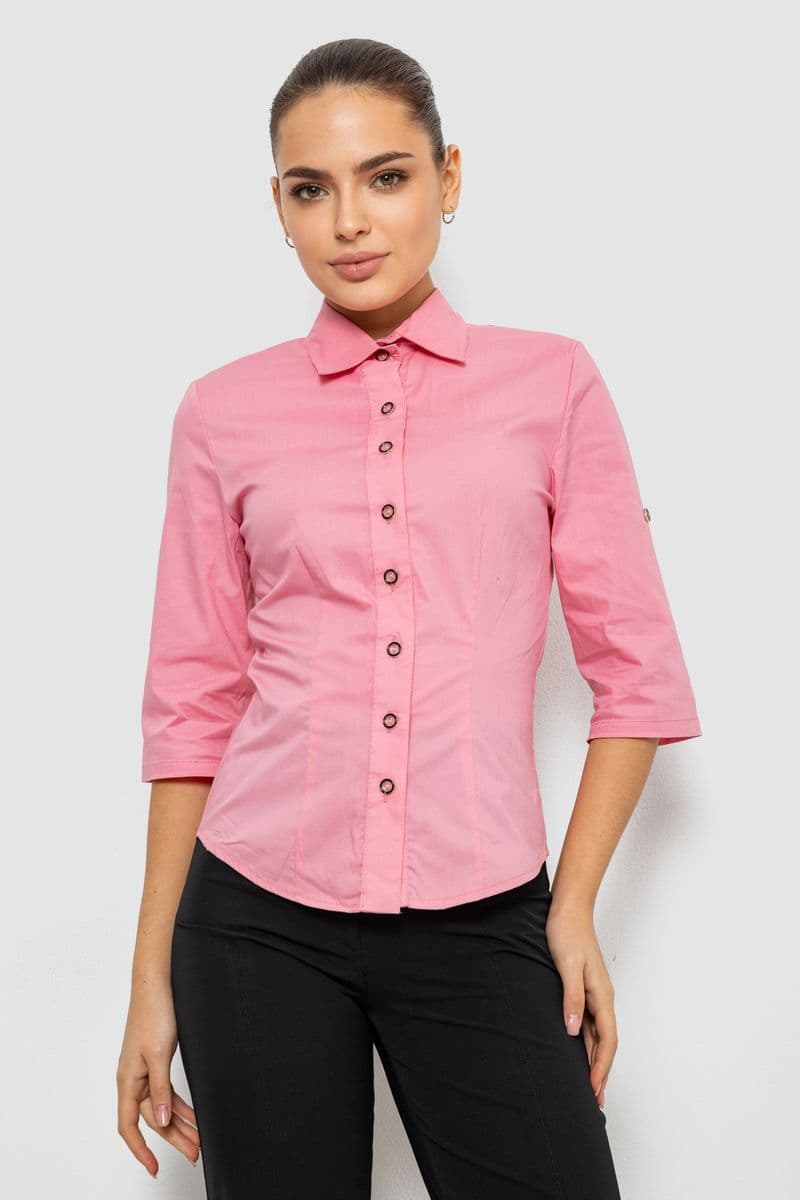 Сорочка жіноча однотонна, колір рожевий, 230R068-4 - зображення 1